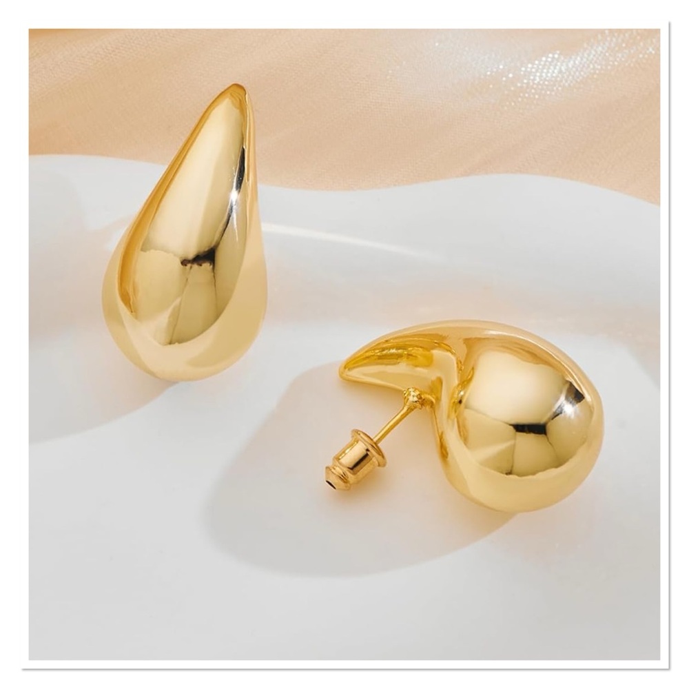 Chunky Gold Teardrop Earrings